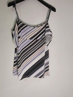 Ricki’s Women’s Striped Sleeveless Blouse Size Large Black White Purple